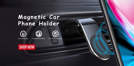 Магнітний автомобільний тримач для телефона у вентиляційну решітку